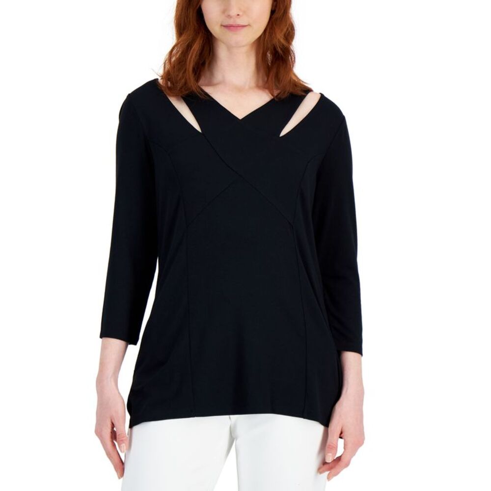 JM Collection Womens Cross Front Top